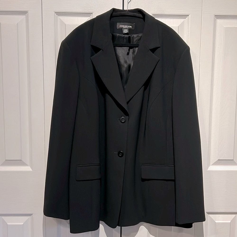 Jones New York Black Lined Blazer Size 24W